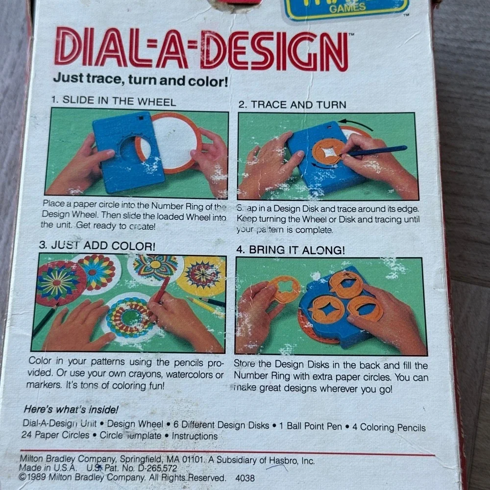 Milton Bradley MB Dial A‎ Design Travel Games Spirograph Art Kit 1989 Creative